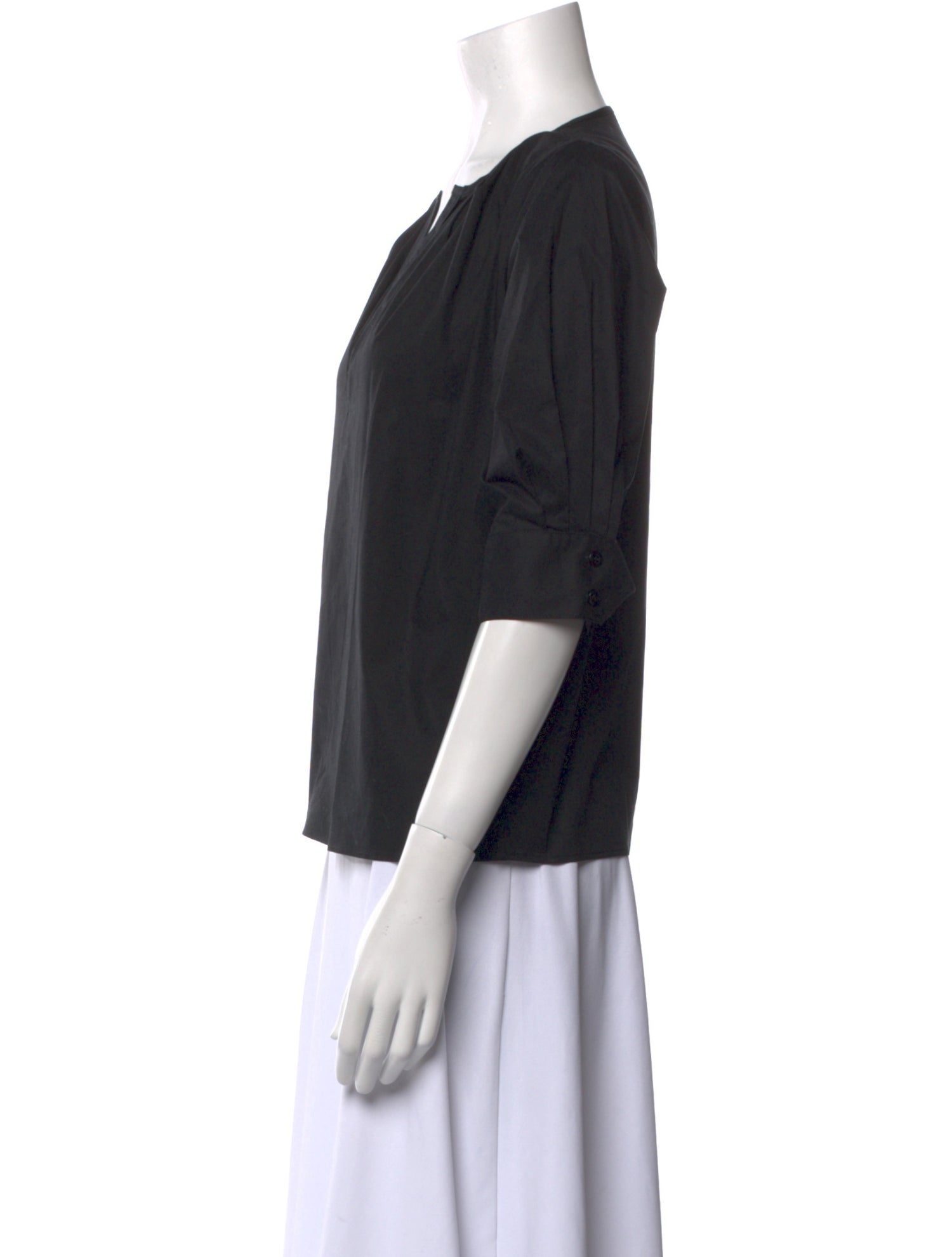 Goop G. Label V-Neck Three-Quarter Sleeve Blouse