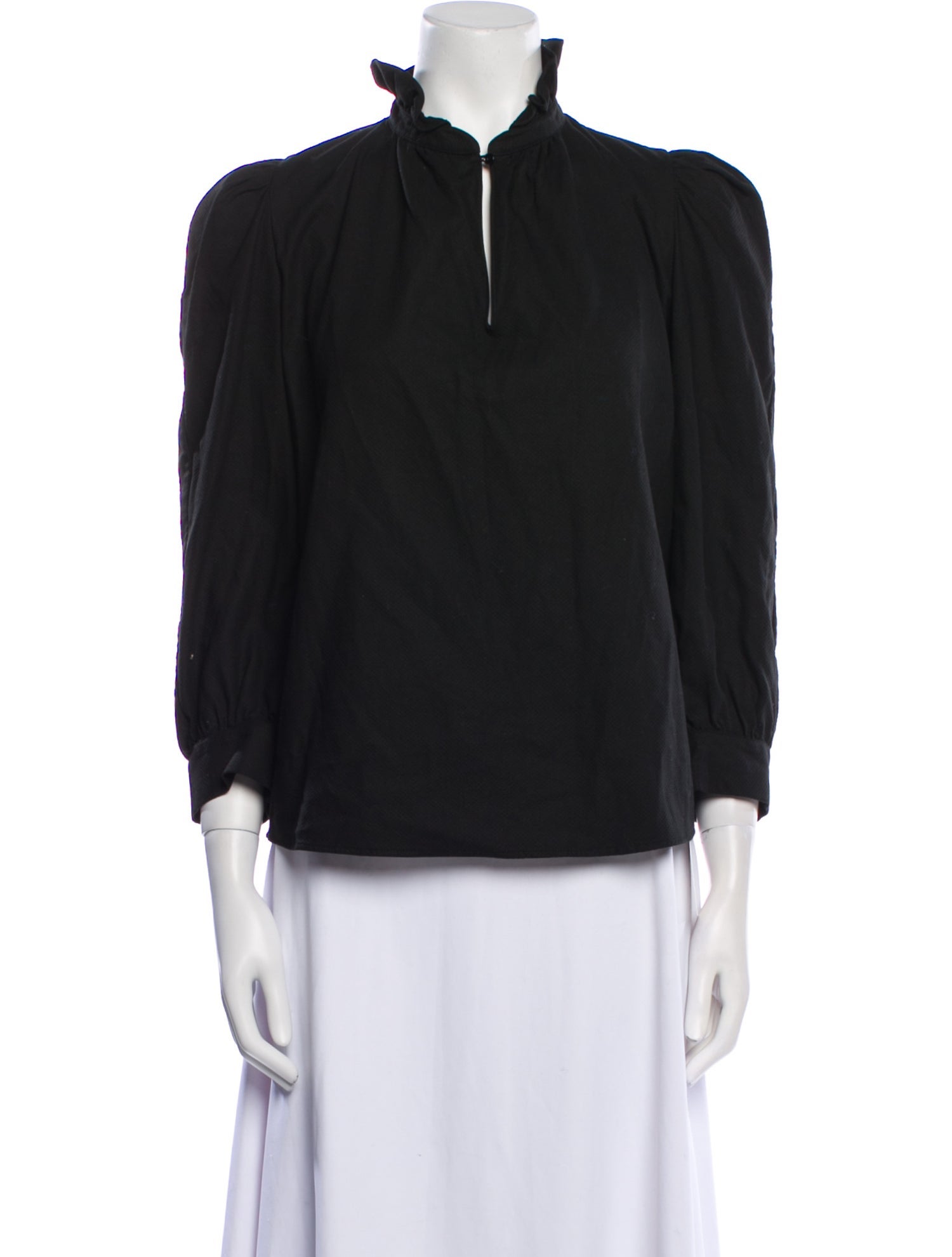 Goop G. Label Mock Neck Three-Quarter Sleeve Blouse