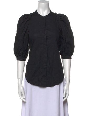 Goop G. Label Crew Neck Three-Quarter Sleeve Button-Up Top