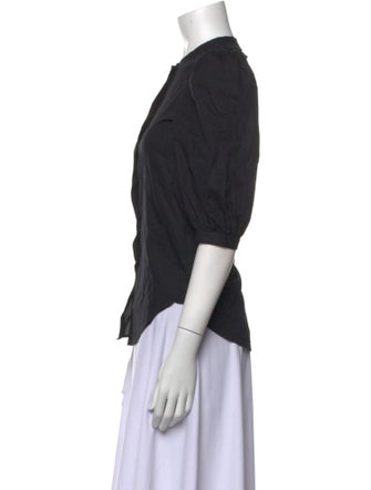 Goop G. Label Crew Neck Three-Quarter Sleeve Button-Up Top