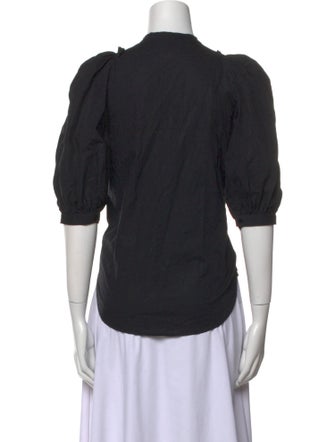 Goop G. Label Crew Neck Three-Quarter Sleeve Button-Up Top