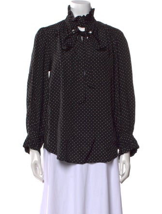 Goop G. Label Polka Dot Print Mock Neck Button-Up Top
