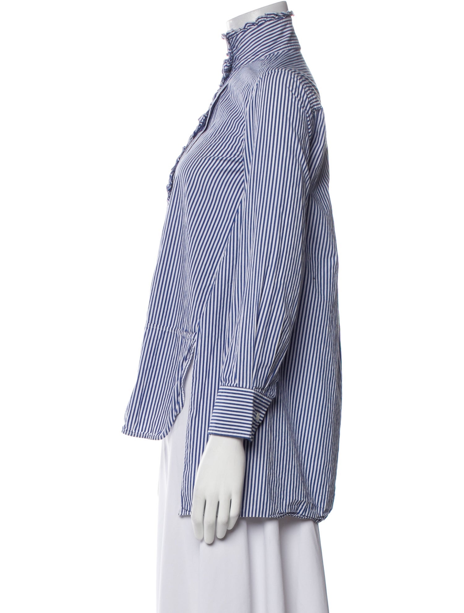 Goop G. Label Striped Mock Neck Button-Up Top