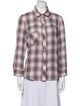 Goop G. Label Plaid Print Three-Quarter Sleeve Button-Up Top