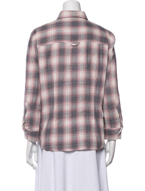 Goop G. Label Plaid Print Three-Quarter Sleeve Button-Up Top