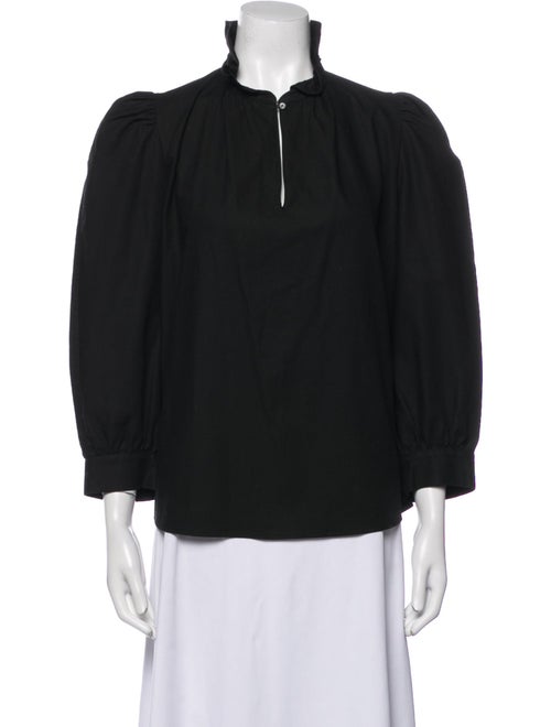 Goop G. Label Mock Neck Three-Quarter Sleeve Blouse