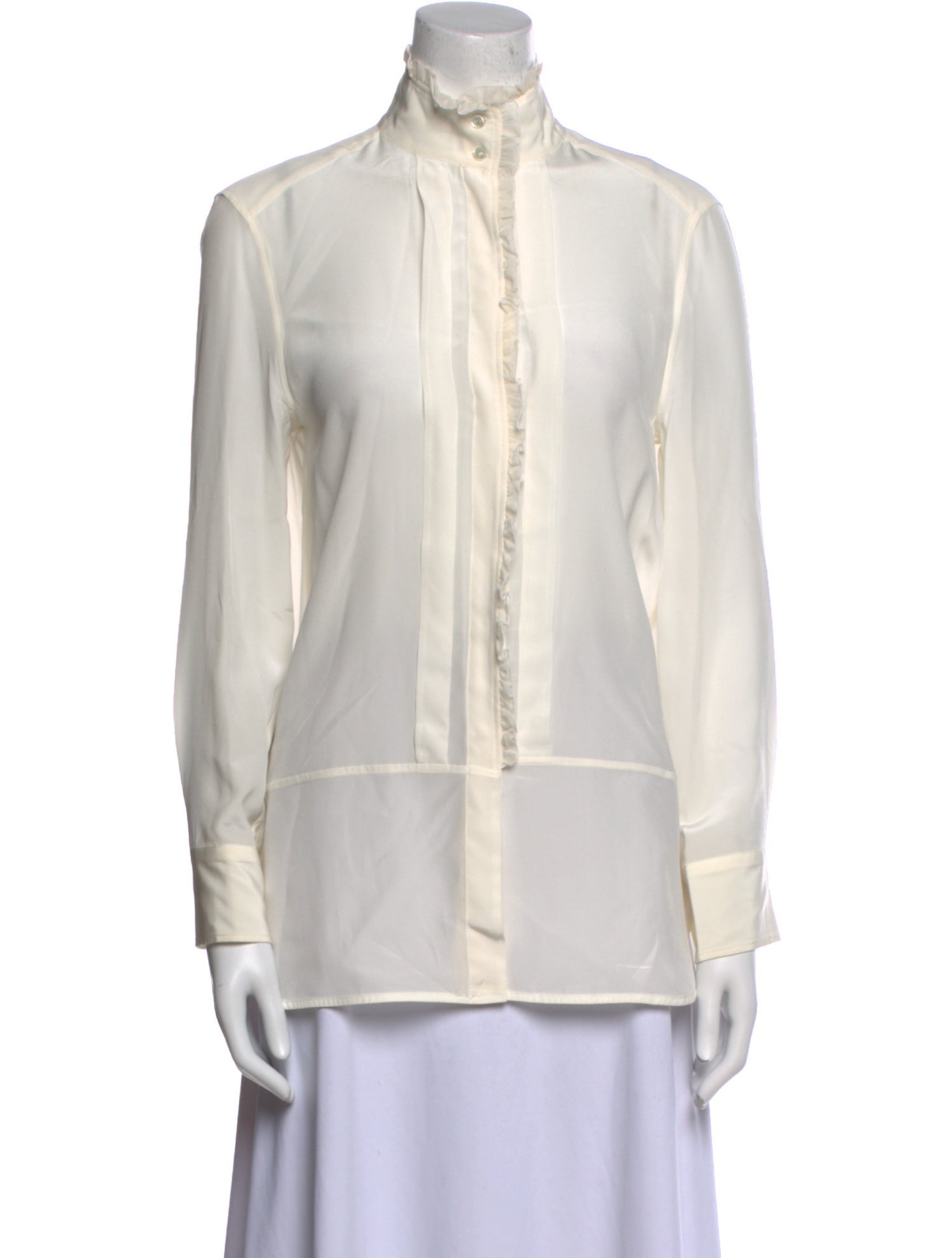 Goop G. Label Silk Mock Neck Button-Up Top