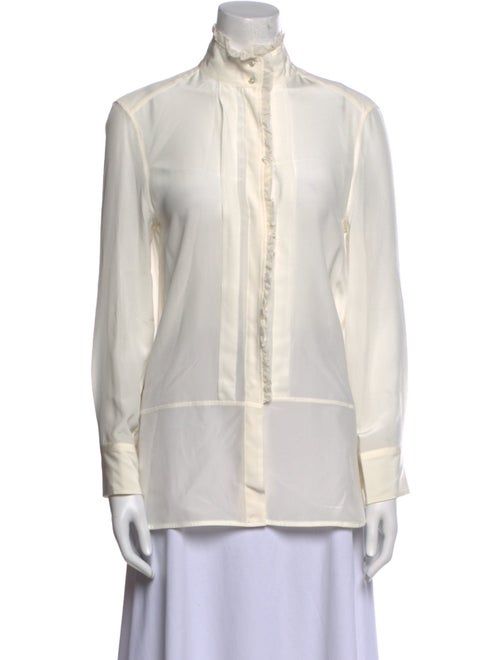 Goop G. Label Silk Mock Neck Button-Up Top