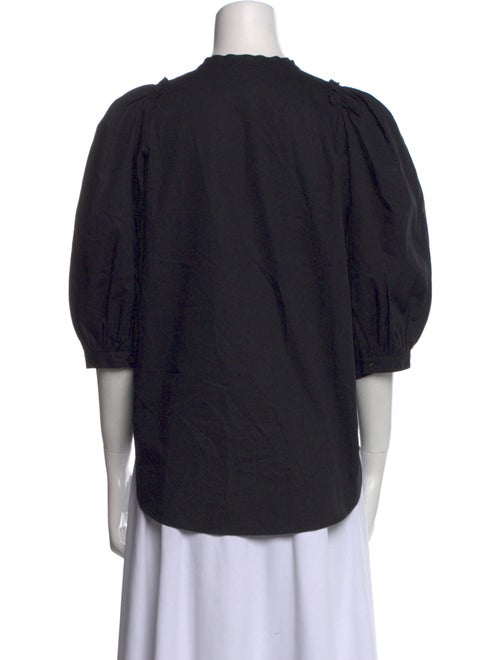 Goop G. Label Crew Neck Three-Quarter Sleeve Button-Up Top