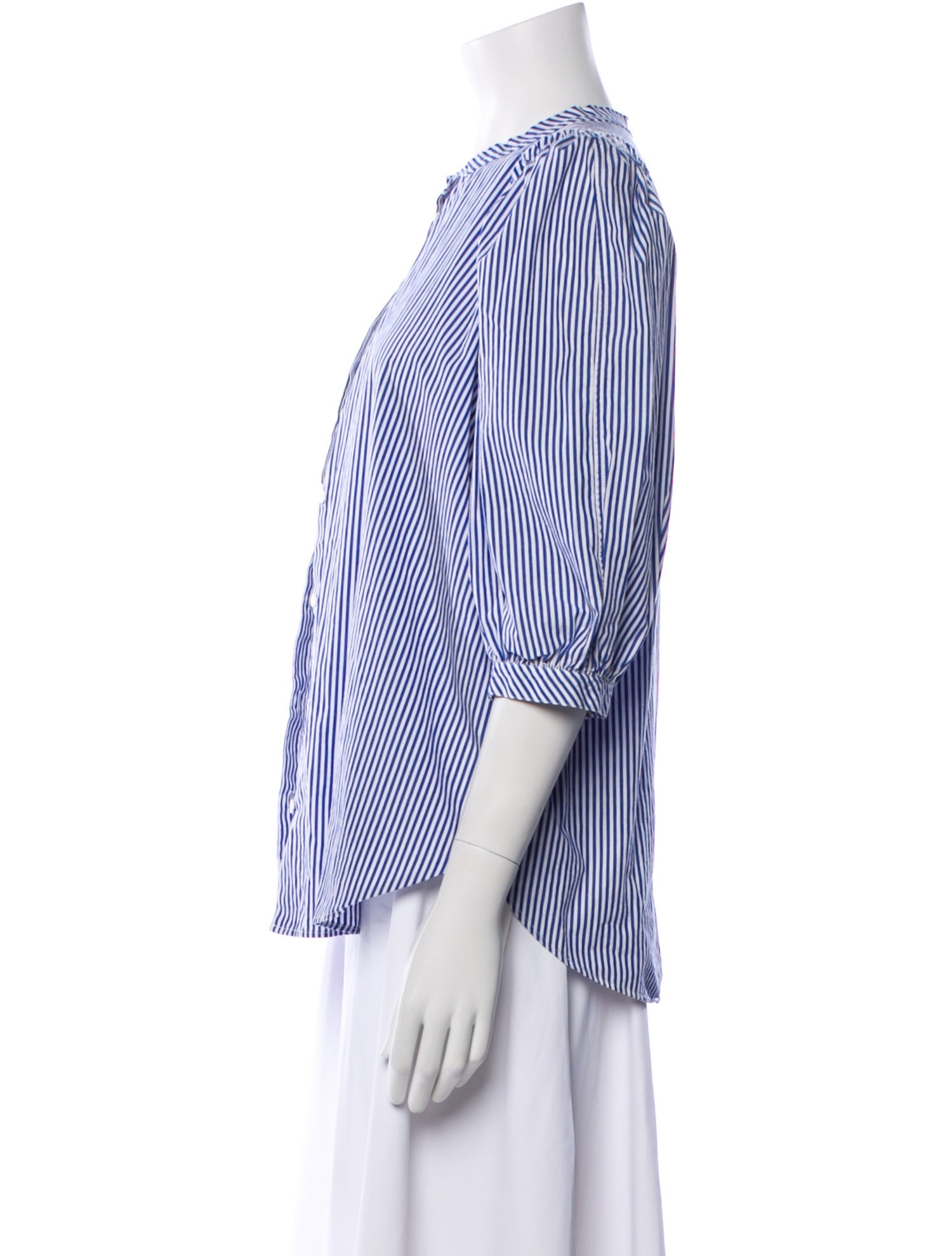 Goop G. Label Striped Mock Neck Button-Up Top