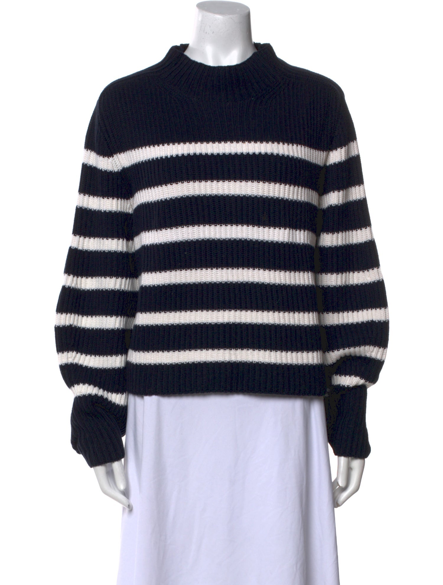 Goop G. Label Striped Mock Neck Sweater