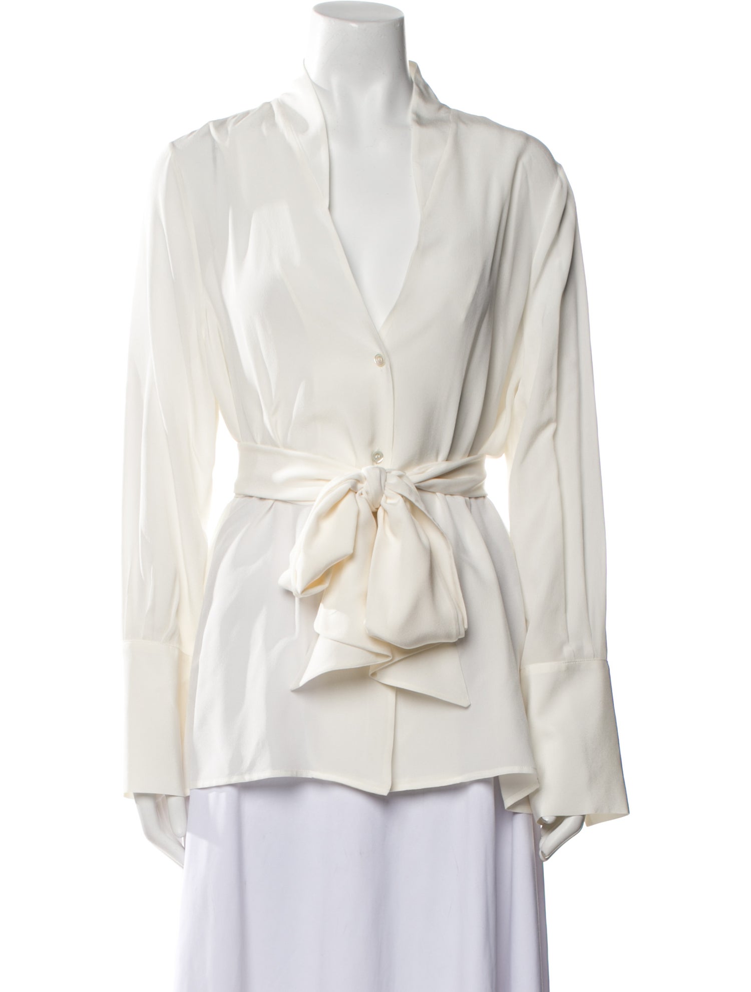 Goop G. Label Silk V-Neck Button-Up Top