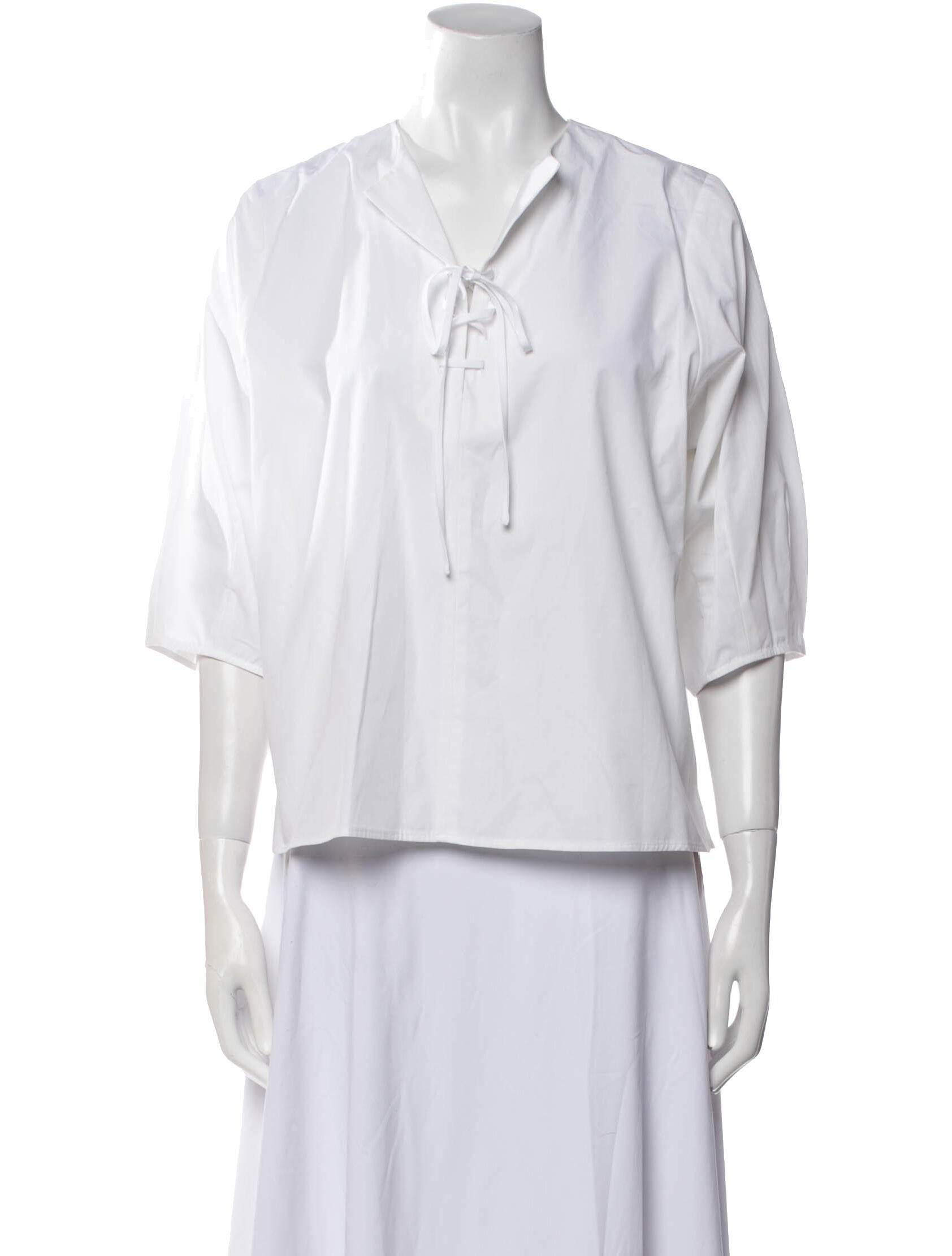 Goop G. Label V-Neck Three-Quarter Sleeve Blouse