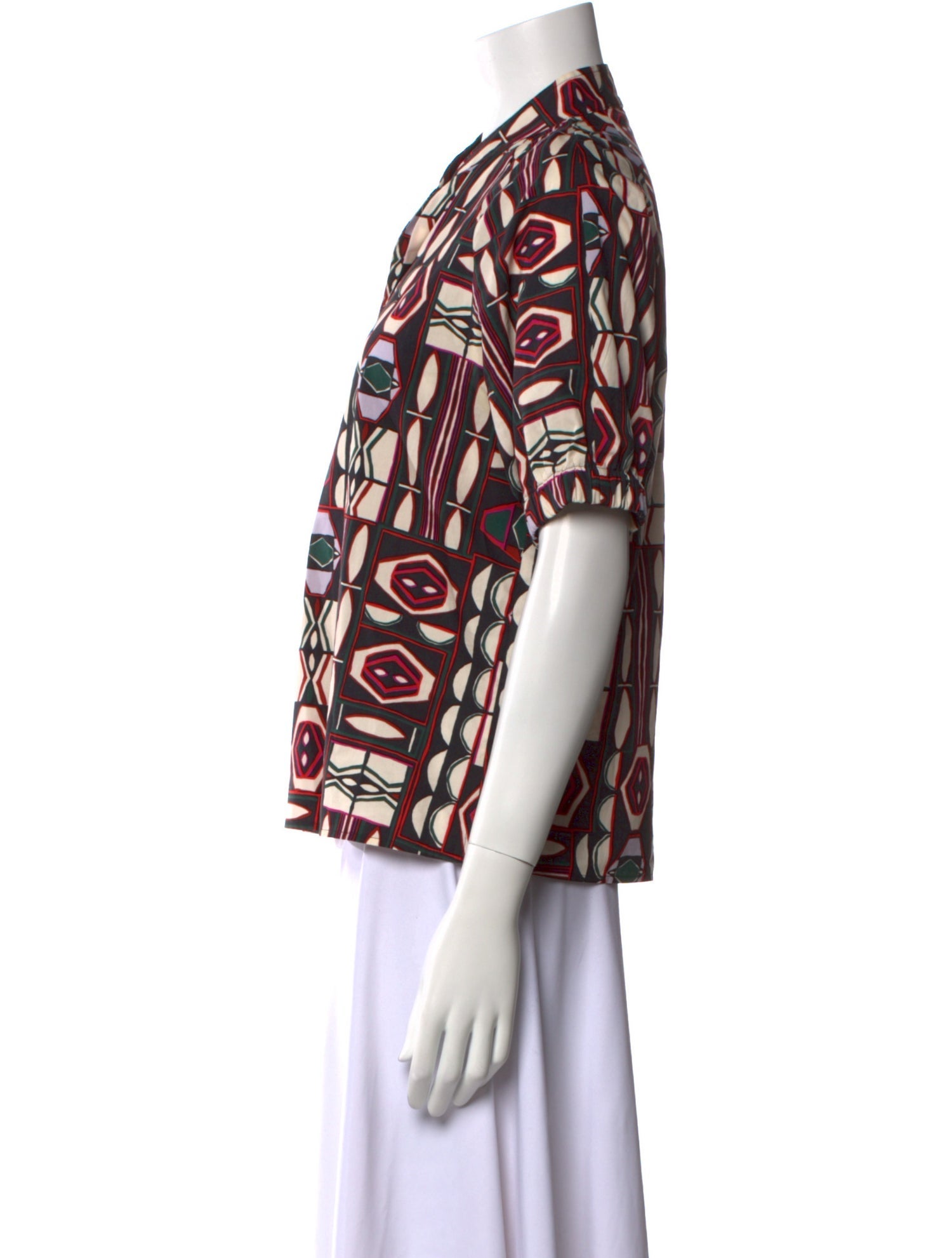 Goop G. Label Printed Mock Neck Button-Up Top