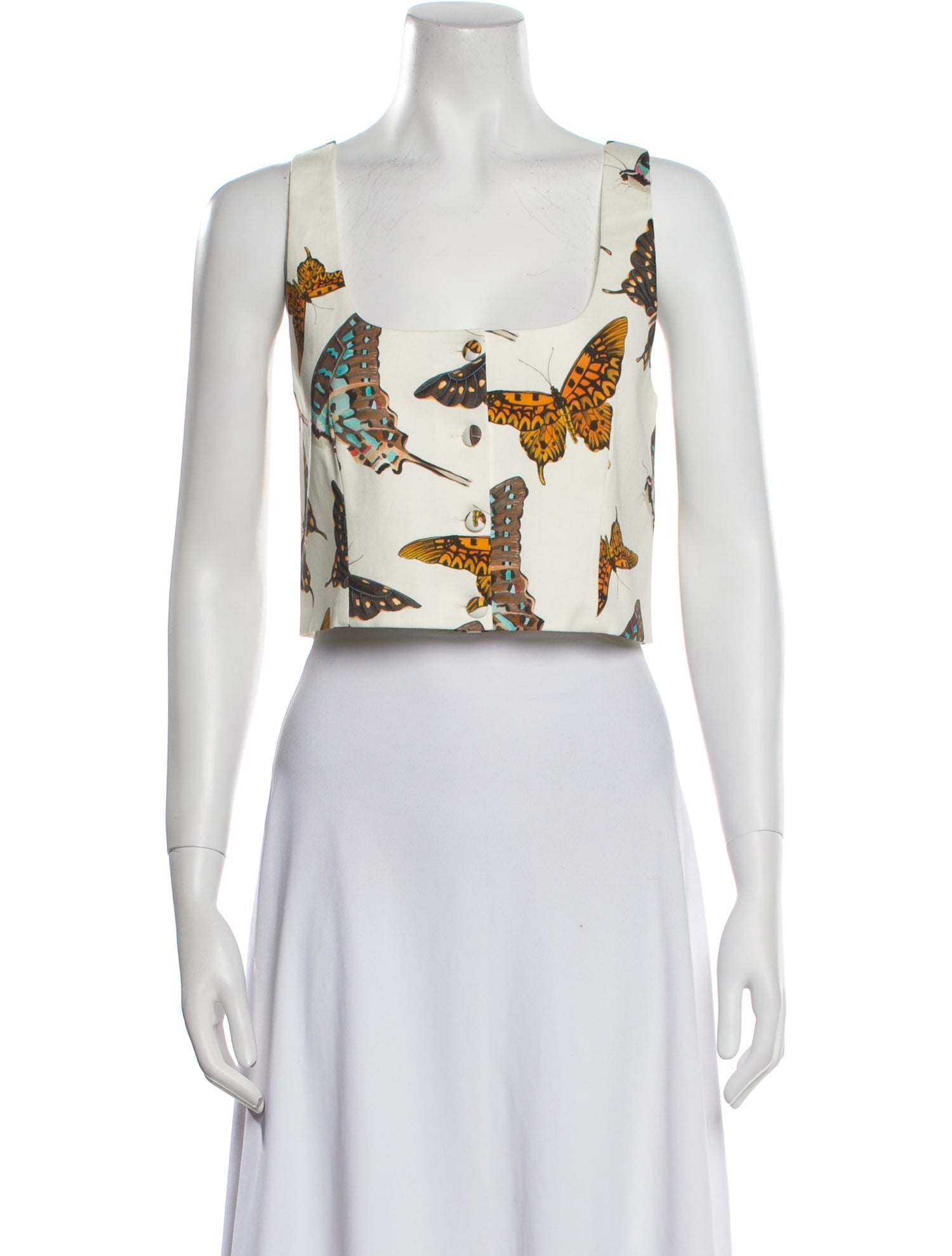 Goop G. Label Printed Square Neckline Crop Top