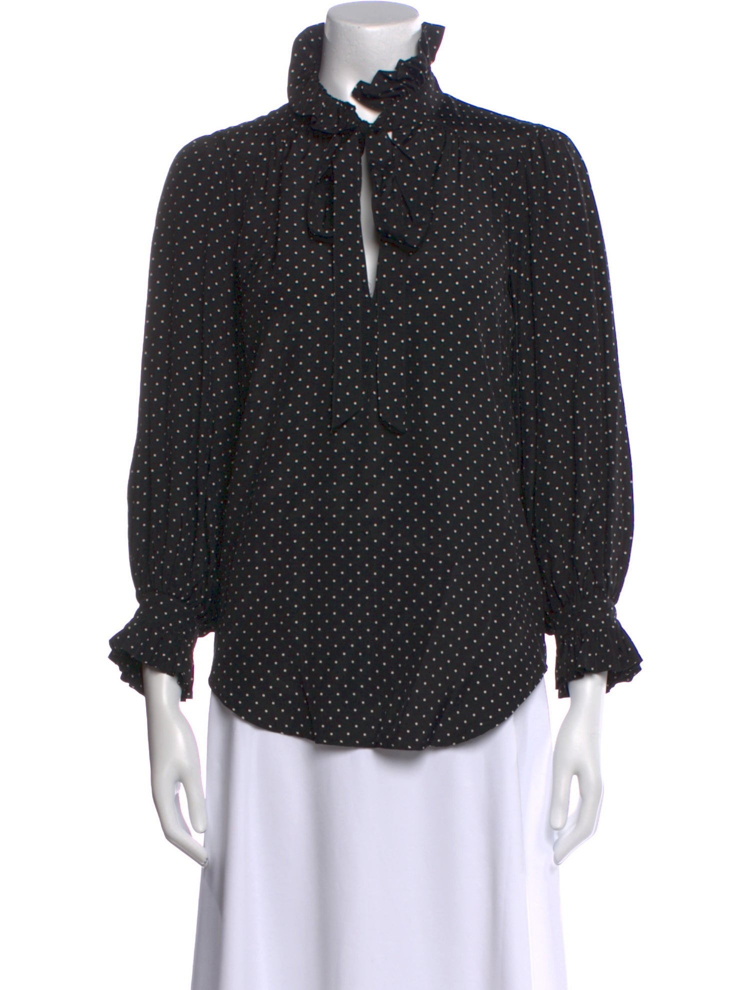 Goop G. Label Polka Dot Print Mock Neck Blouse