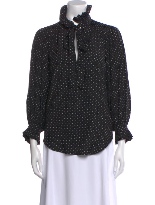 Goop G. Label Polka Dot Print Mock Neck Blouse