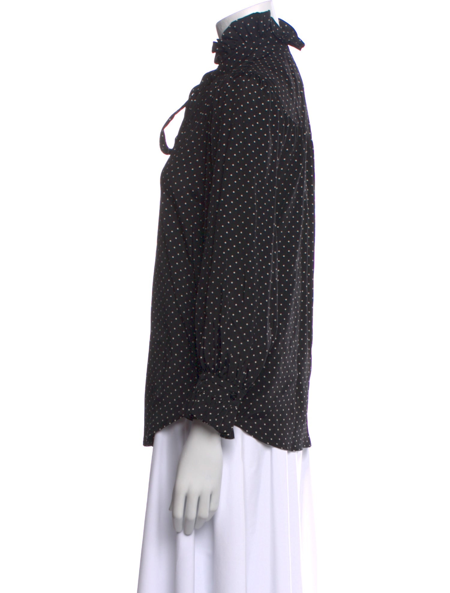 Goop G. Label Polka Dot Print Mock Neck Blouse