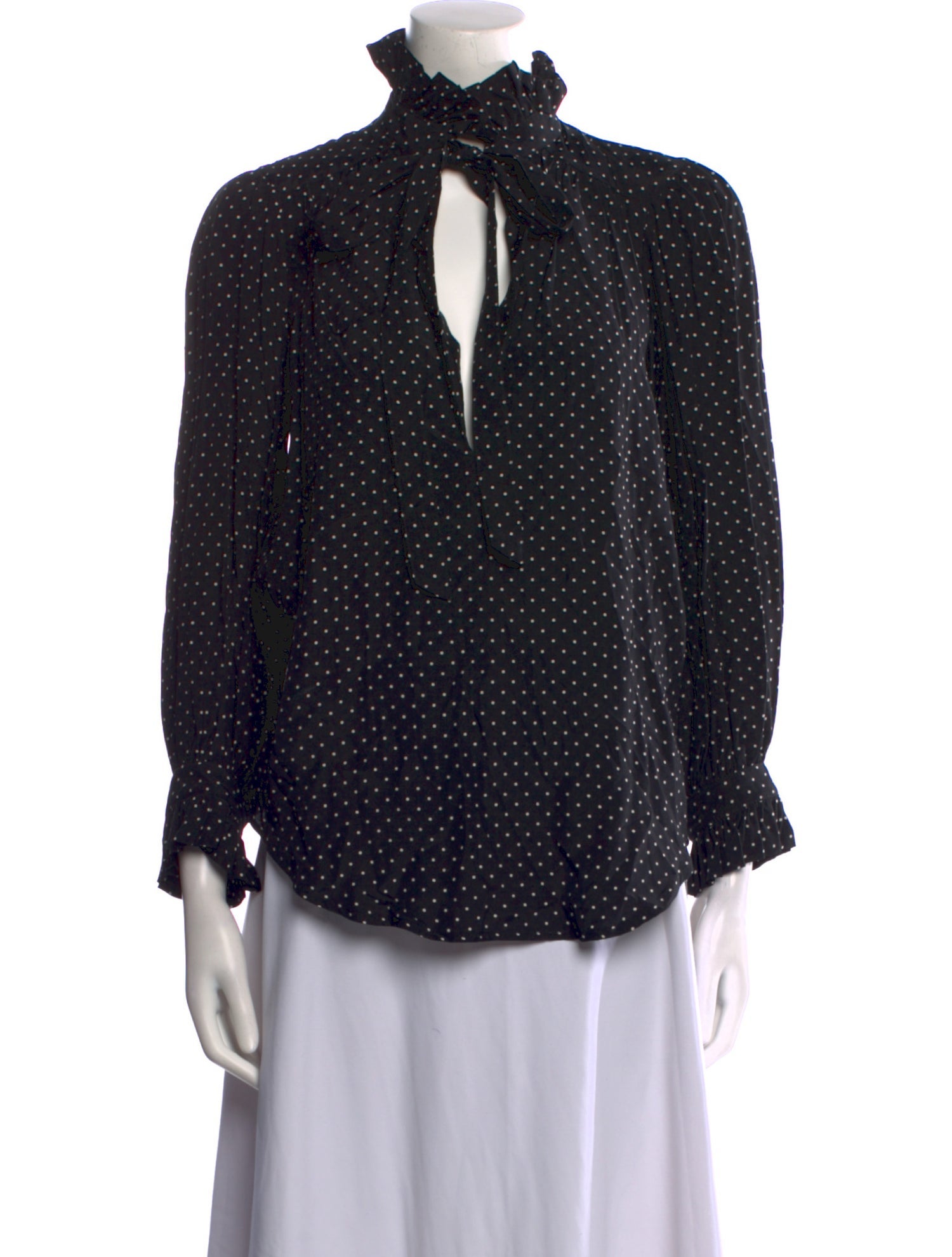 Goop G. Label Polka Dot Print Mock Neck Blouse
