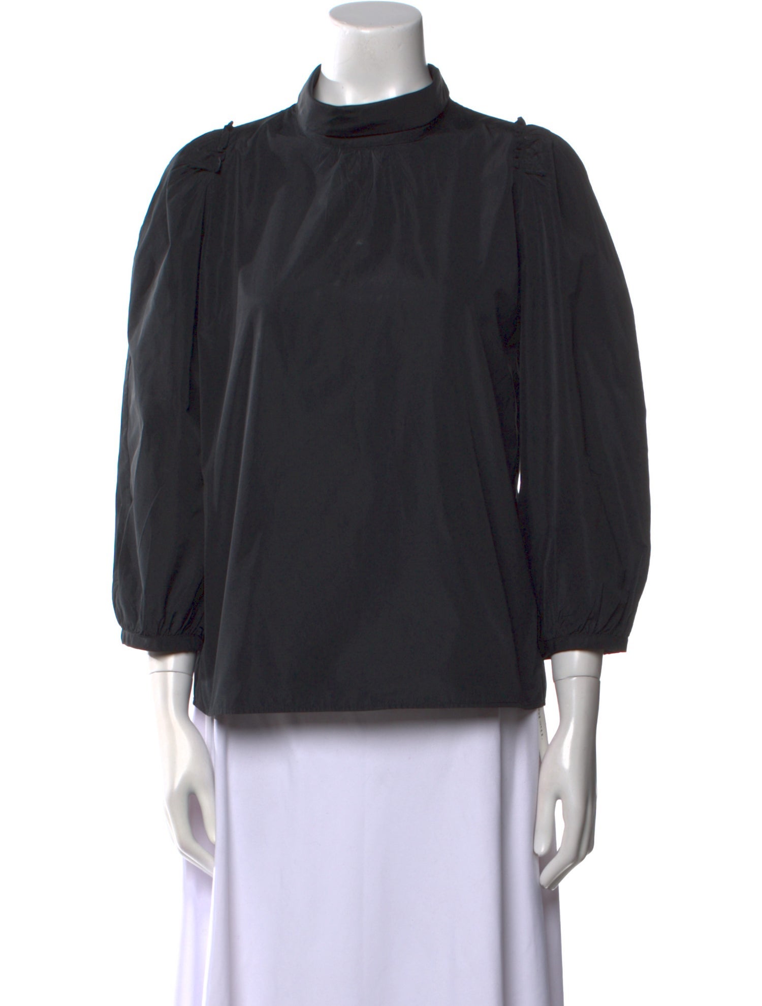 Goop G. Label Mock Neck Three-Quarter Sleeve Blouse