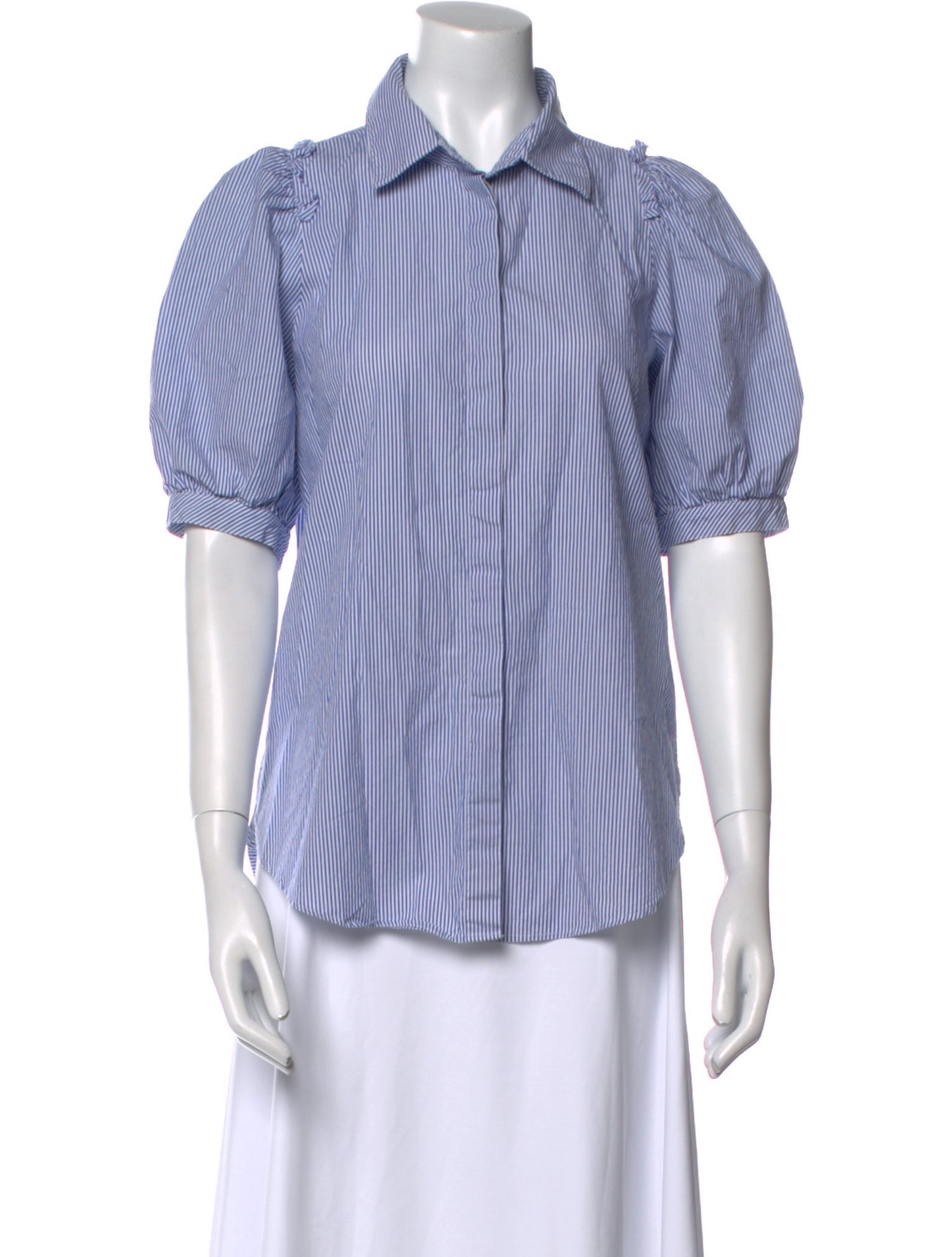 Goop G. Label Striped Short Sleeve Button-Up Top