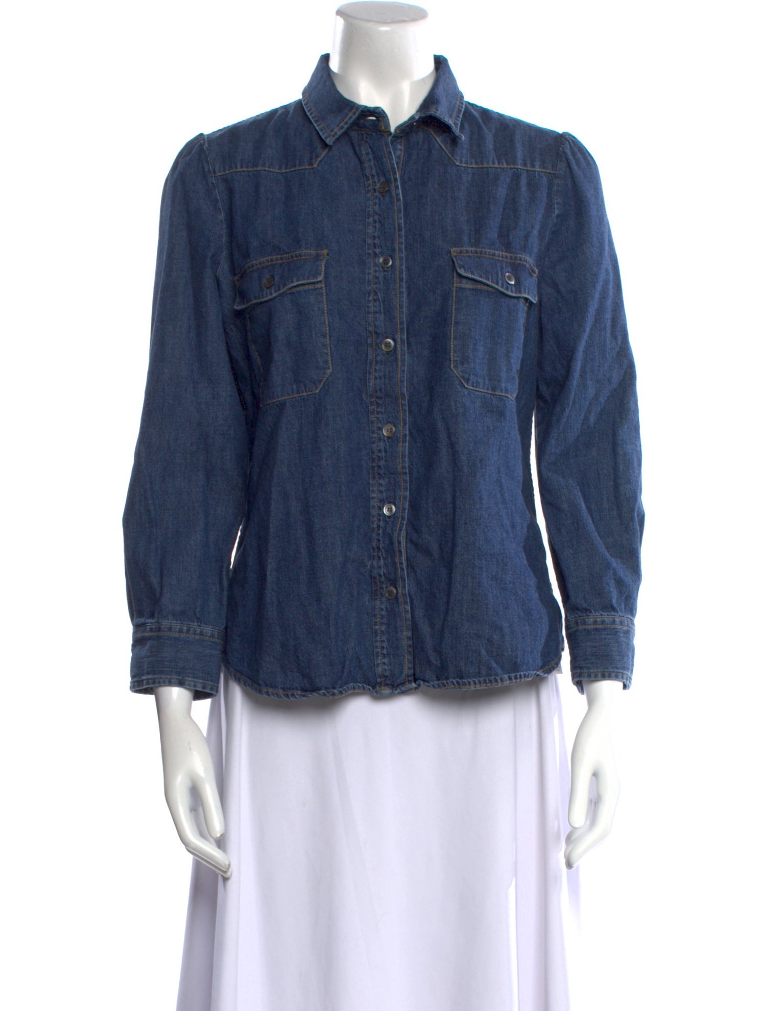 Goop G. Label Three-Quarter Sleeve Button-Up Top