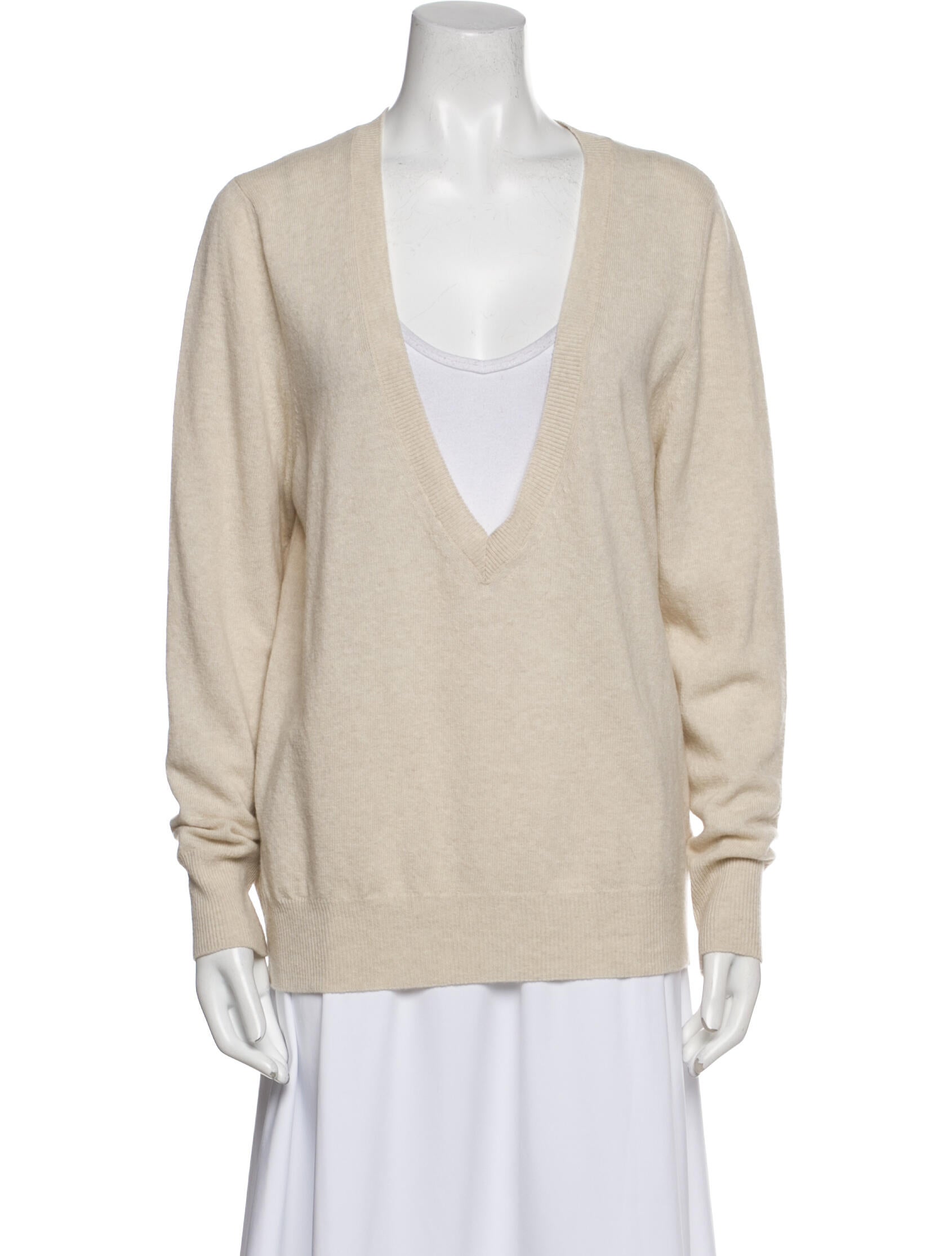 Goop G. Label Virgin Wool Plunge Neckline Sweater