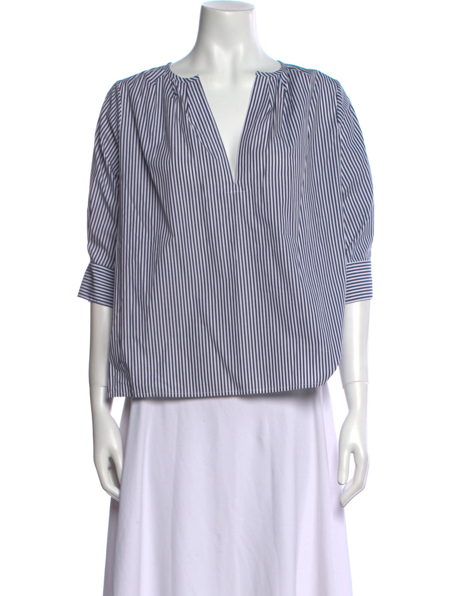 Goop G. Label Striped V-Neck Blouse