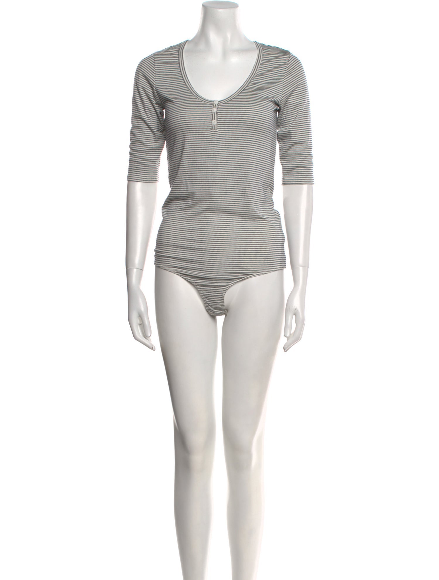 Goop G. Label Striped Scoop Neck Bodysuit