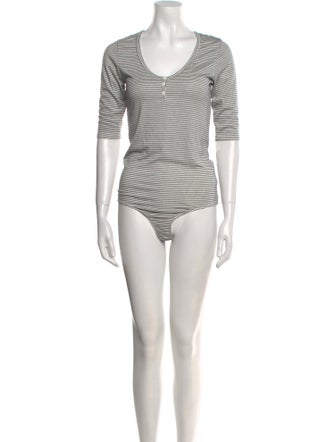 Goop G. Label Striped Scoop Neck Bodysuit