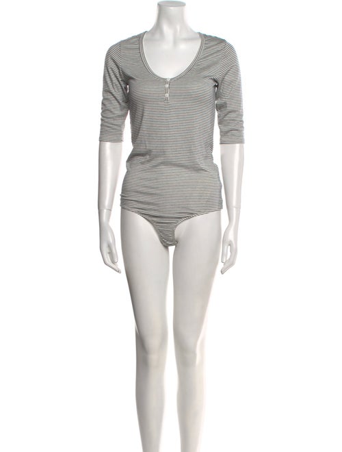 Goop G. Label Striped Scoop Neck Bodysuit