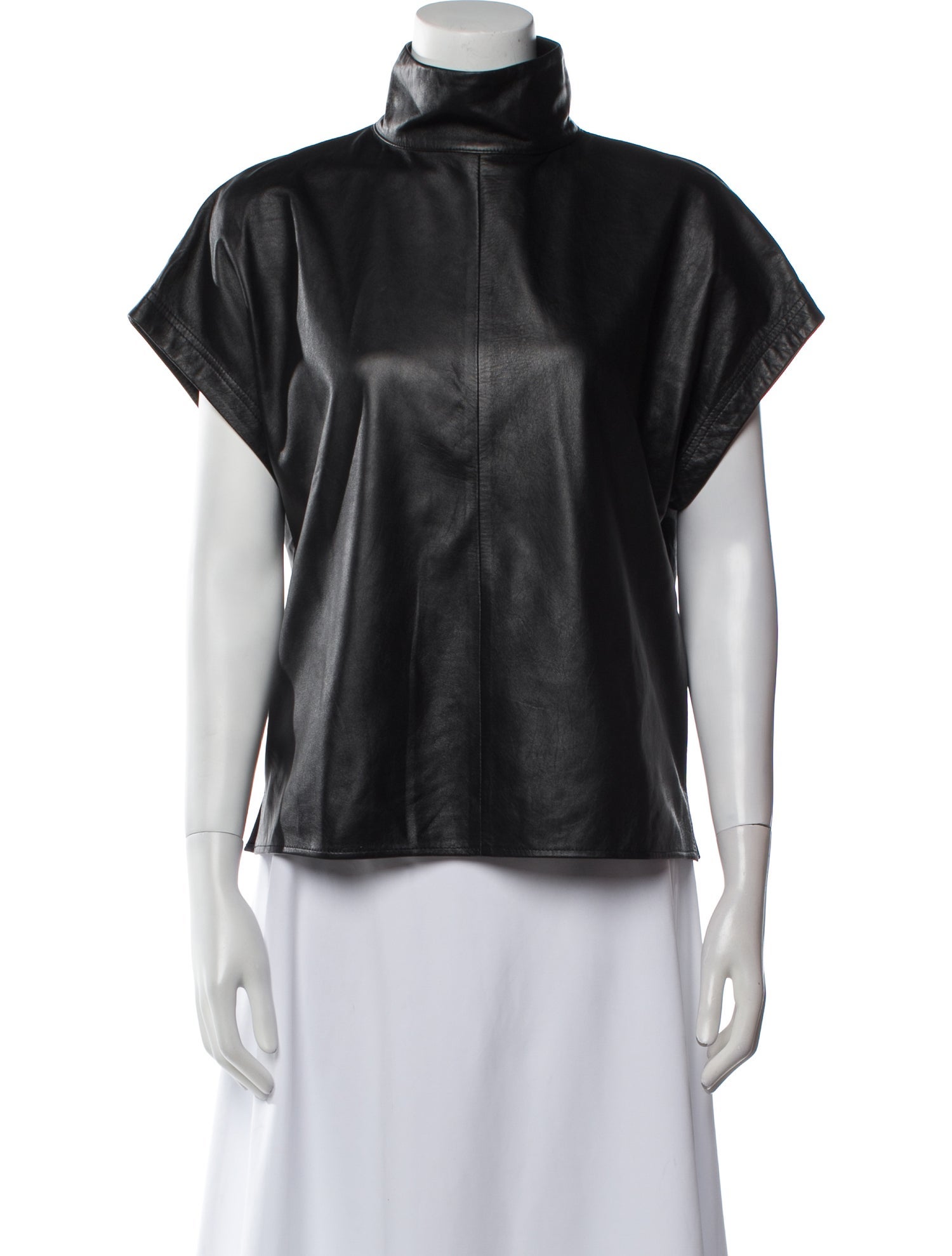 Goop G. Label Leather Mock Neck Blouse