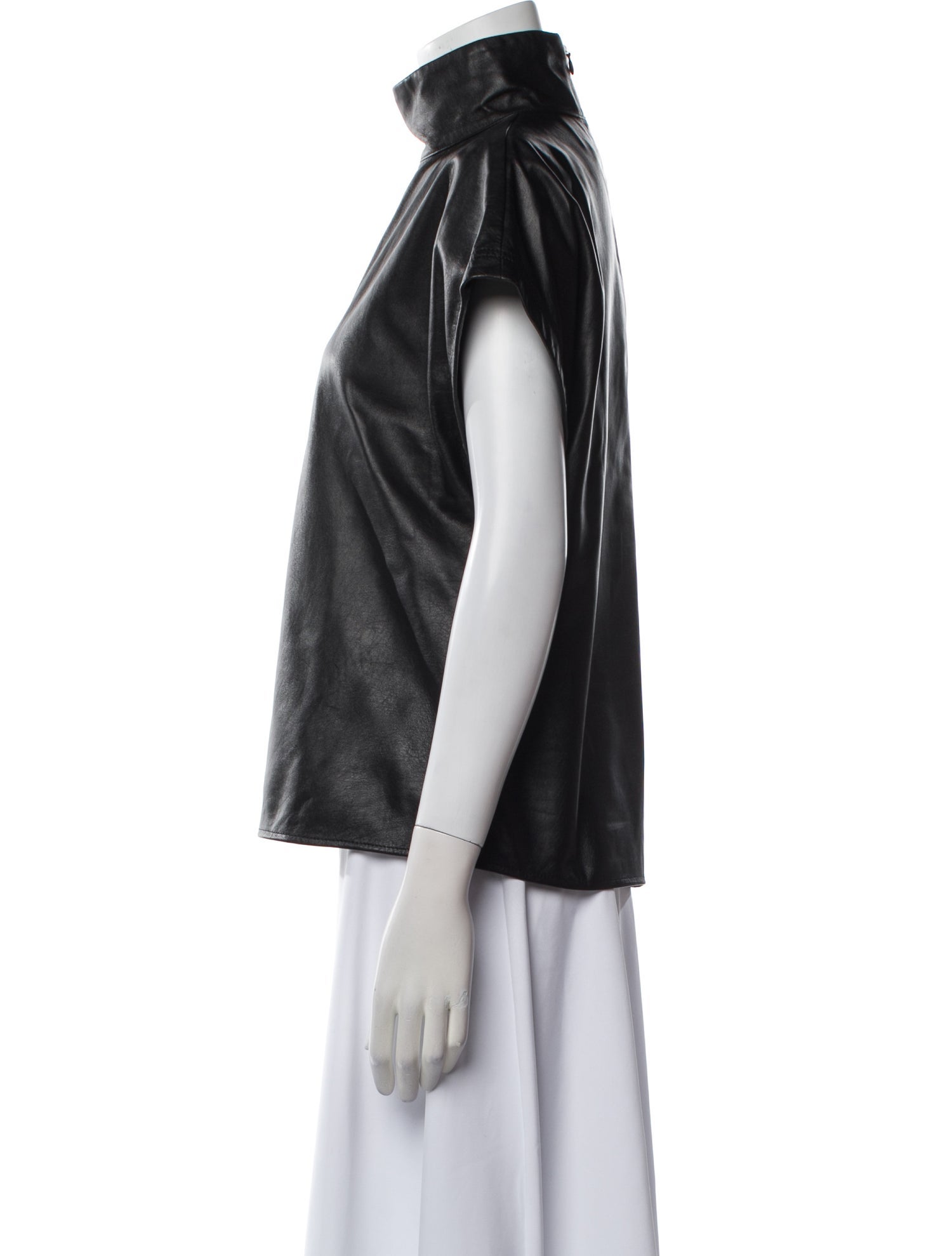 Goop G. Label Leather Mock Neck Blouse