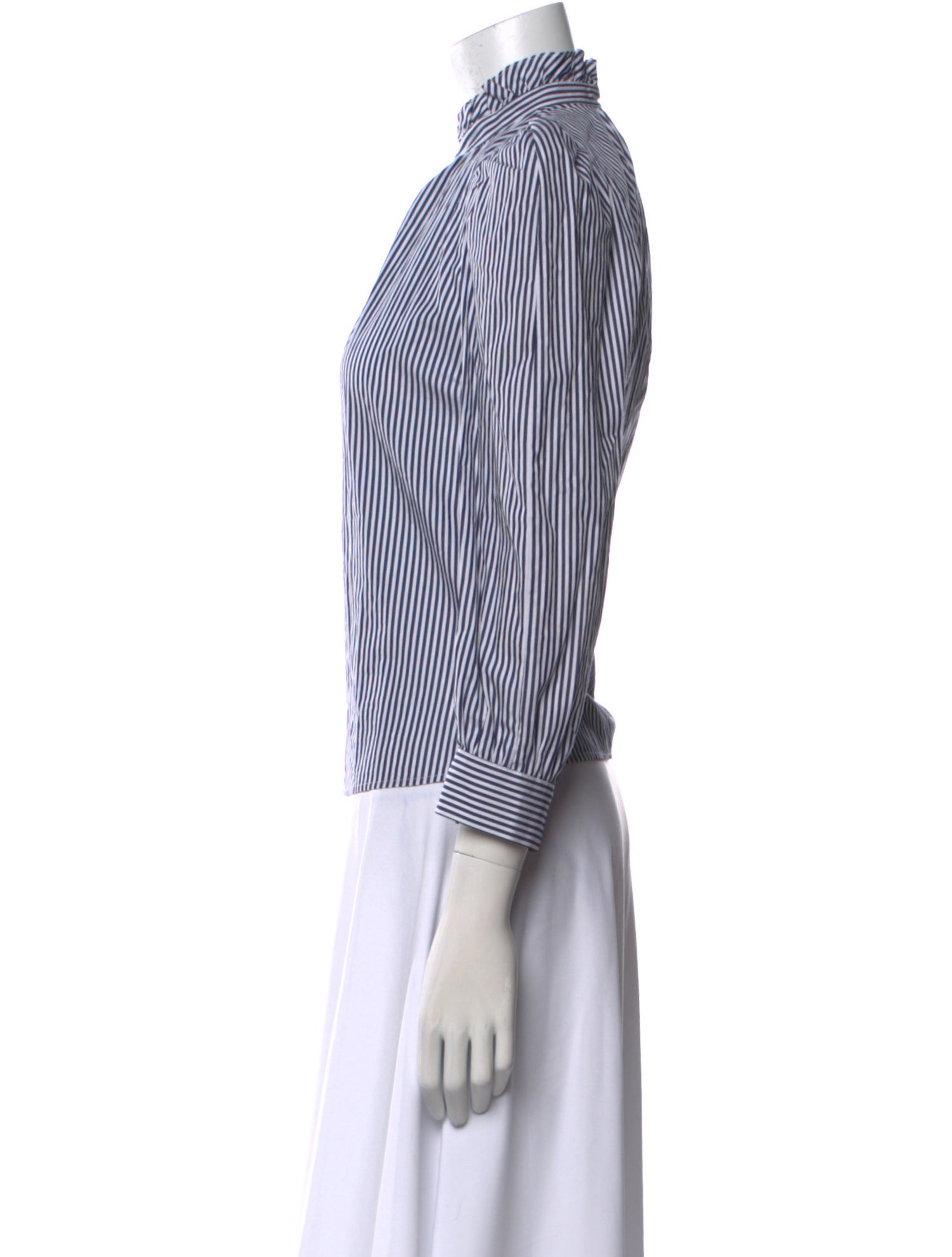 Goop G. Label Striped Mock Neck Button-Up Top
