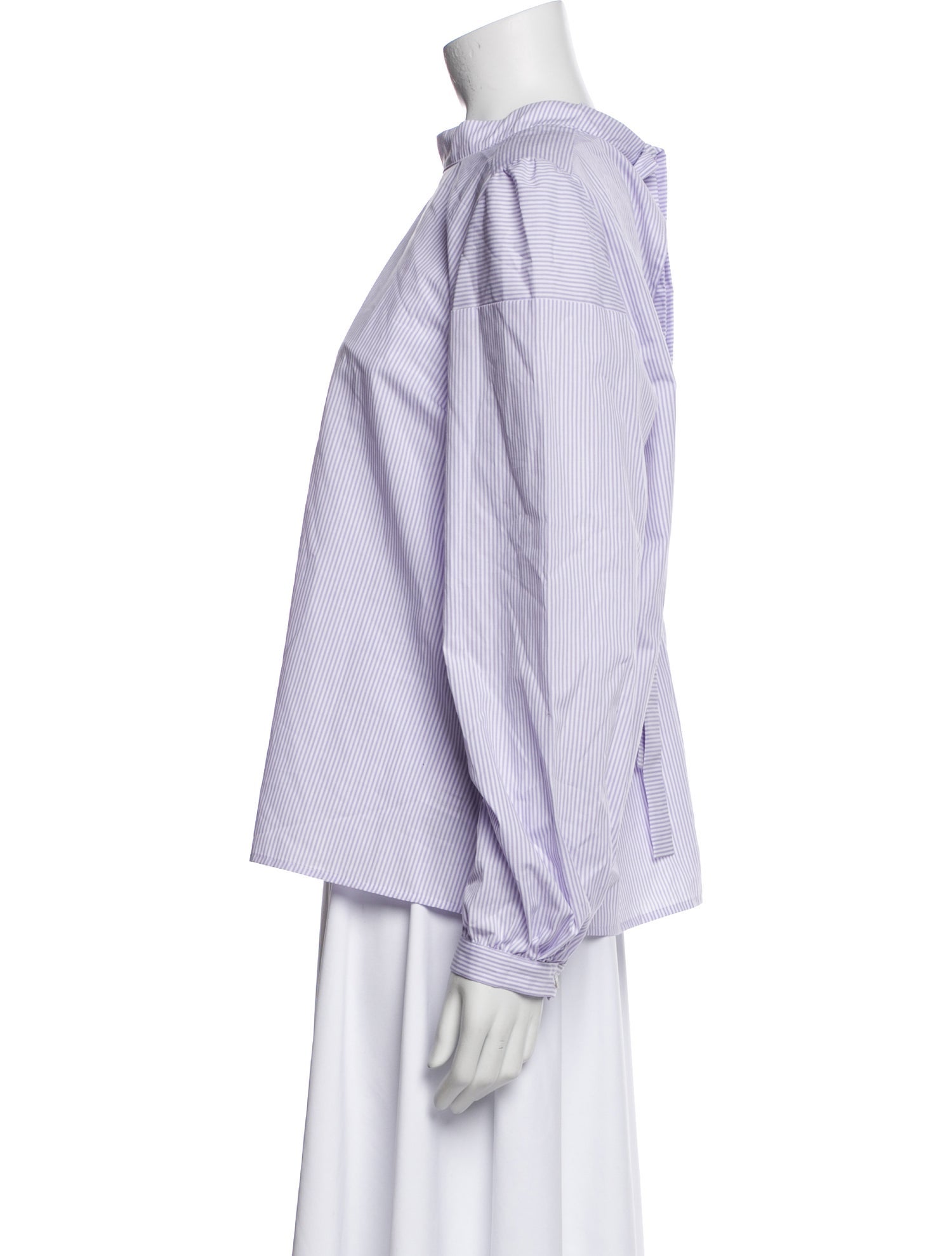 Goop G. Label Striped Mock Neck Blouse