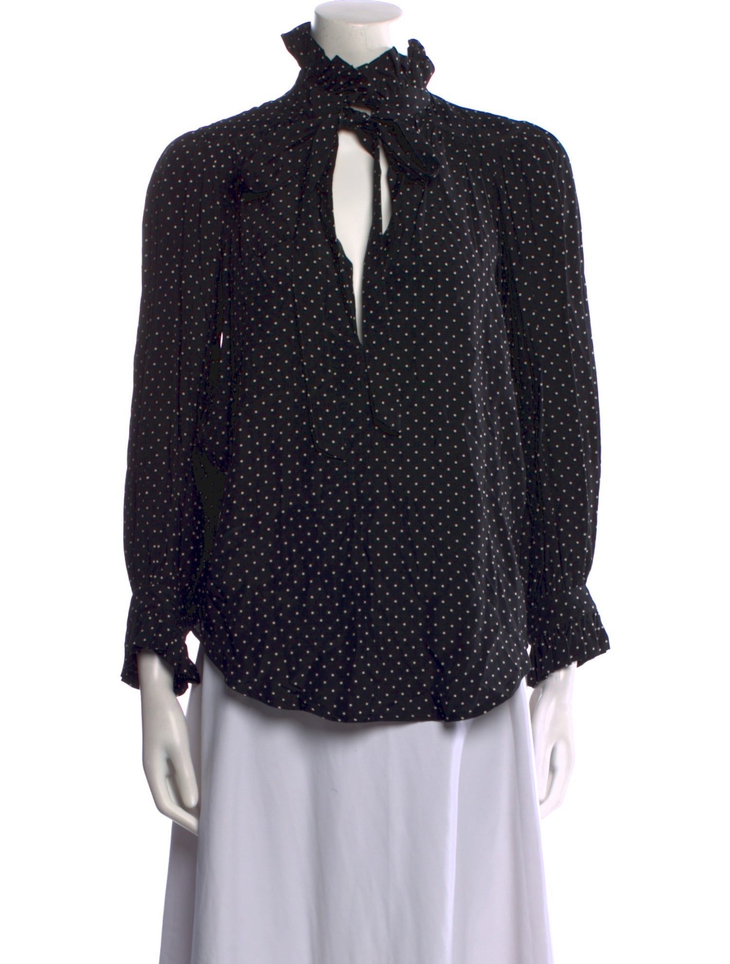 Goop G. Label Polka Dot Print Mock Neck Blouse