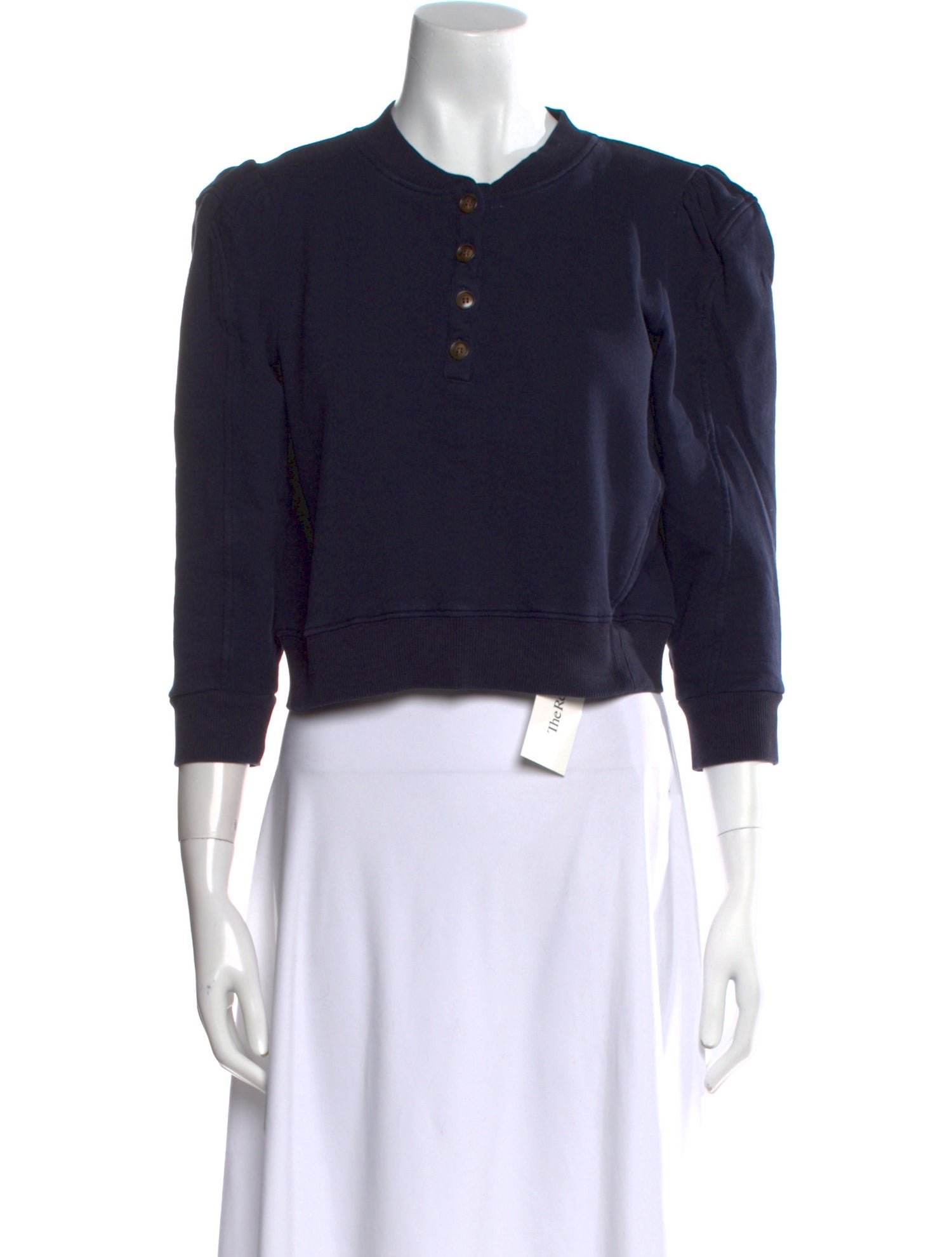 Goop G. Label Mock Neck Three-Quarter Sleeve Crop Top