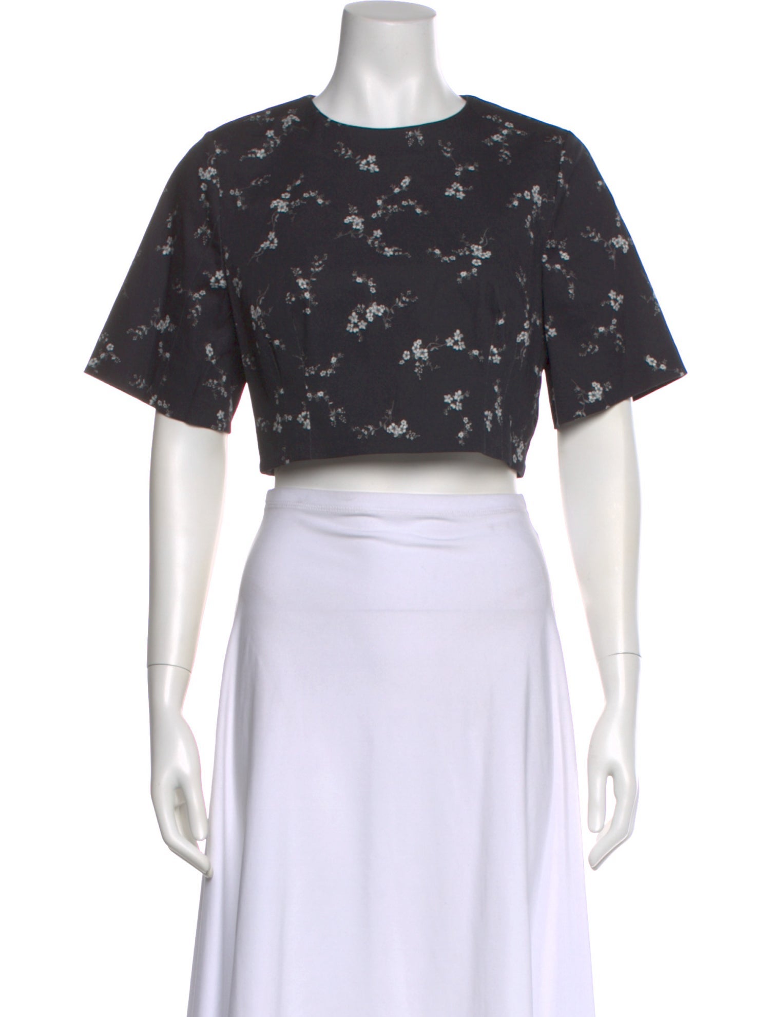 Goop G. Label Floral Print Crew Neck Crop Top