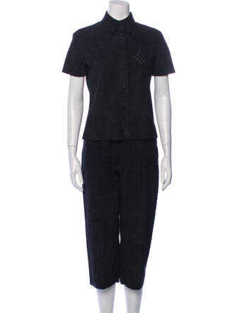 Giorgio's of Palm Beach Leather Eyelet Trim Pantsuit