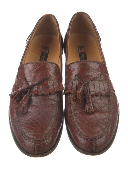 Giorgio's of Palm Beach Leather Fringe Trim Accent Loafers