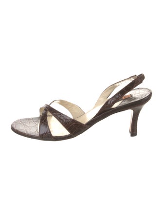 Giorgio's of Palm Beach Embossed Leather Animal Print Slingback Sandals