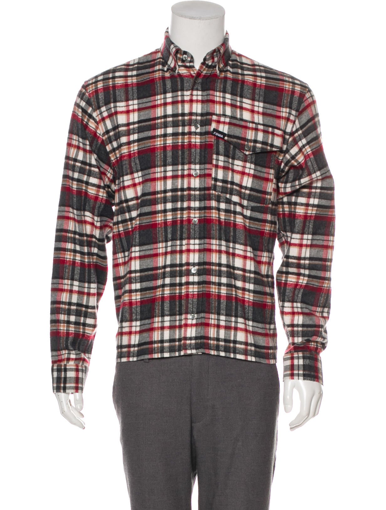 トップス GOSHA RUBCHINSKIY CHECK FLANNEL SHIRT Gosha Rubchinskiy Plaid Flannel Shirt - Grey Casual Shirts