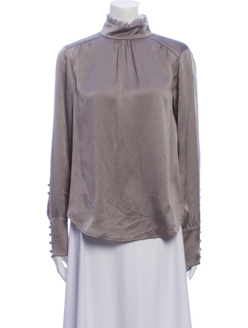 Go Silk Silk Mock Neck Blouse w/ Tags Grey