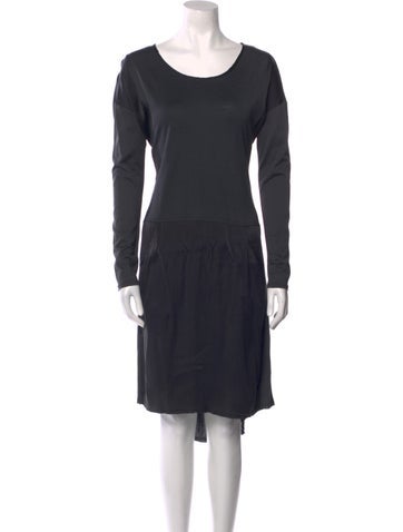 Go Silk Dresses Scoop Neck Midi Length Dress S