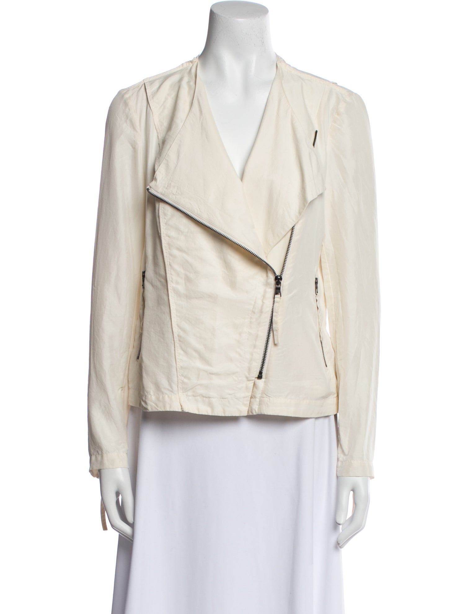 Go Silk Silk Striped Biker Jacket