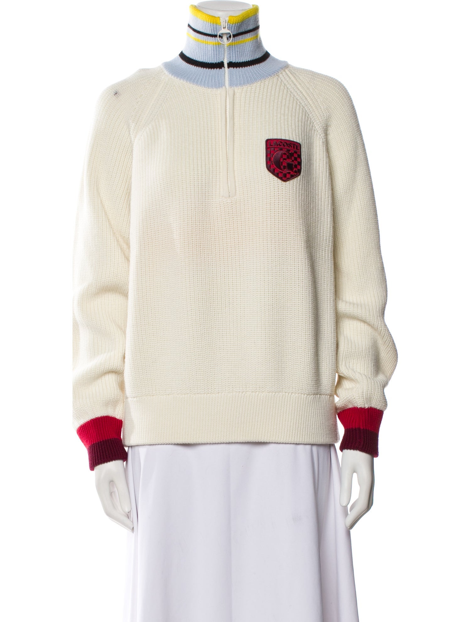 Goop x Lacoste Wool Colorblock Pattern Sweater