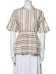 Gentry Portofino Striped Mock Neck Button-Up Top