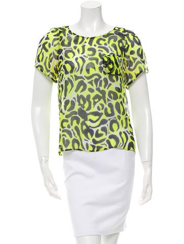 Gryphon Leopard-Print Silk Top