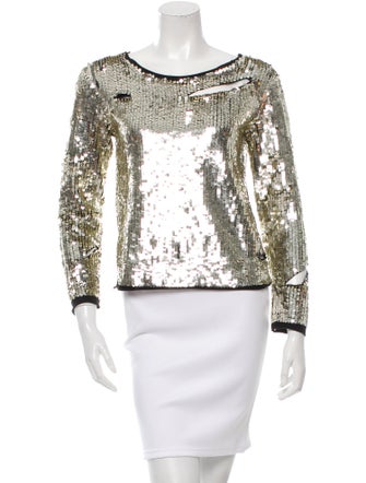 Gryphon Sequined Scoop Neck Top