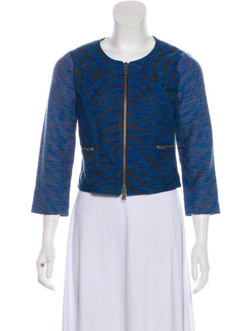 Gryphon Zebra Print Crop Jacket Blue